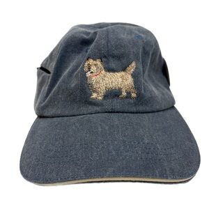Your Breed terrier dog embroidered blue baseball cap w/ small zip pocket NWT